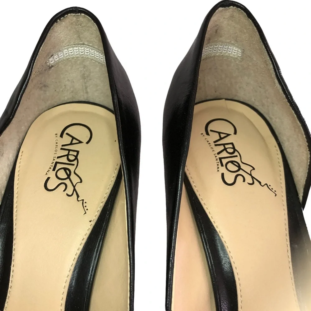 CARLOS by Carlos Santana - Black Leather Pointed Toe Heels - Size 9.5 - Picture 9 of 10